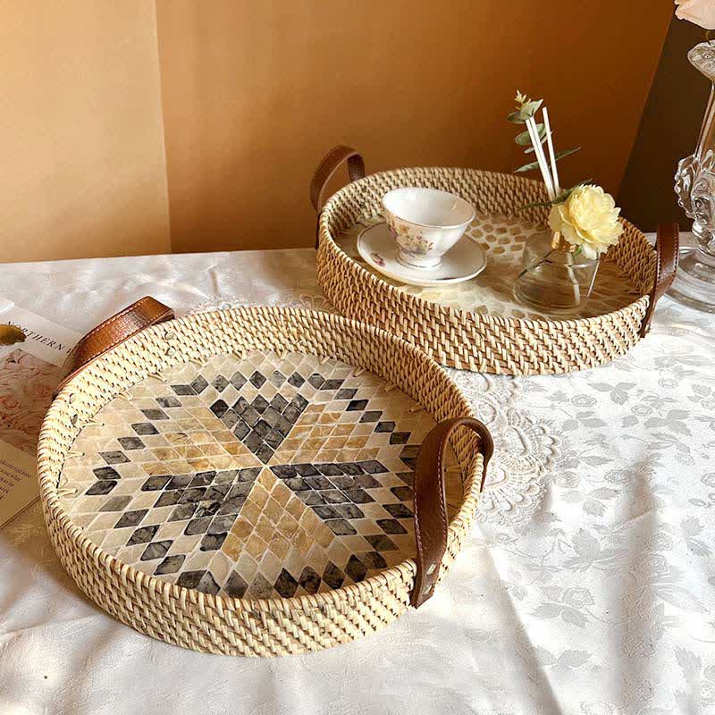 Panier de rangement en rotin tressé de style ferme