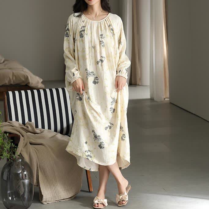 Chemise de nuit en coton avec encolure ronde et coussinets de poitrine