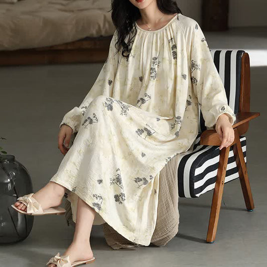 Chemise de nuit en coton avec encolure ronde et coussinets de poitrine