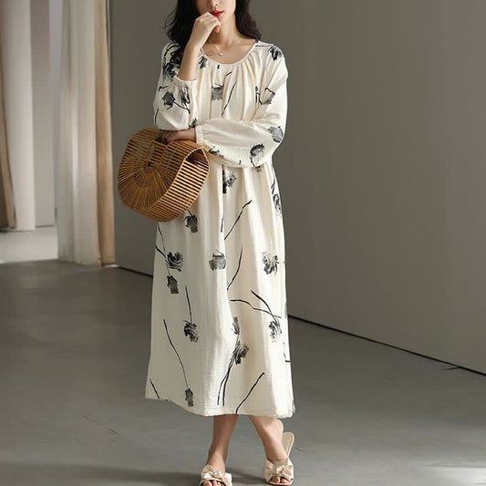 Chemise de nuit en coton avec rembourrage floral au niveau de la poitrine