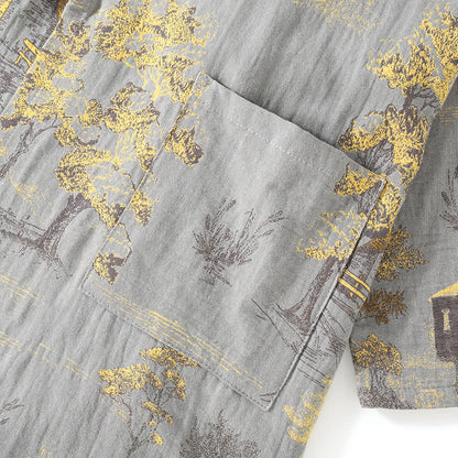 Ensemble pyjama kimono en coton neutre avec motif paysage