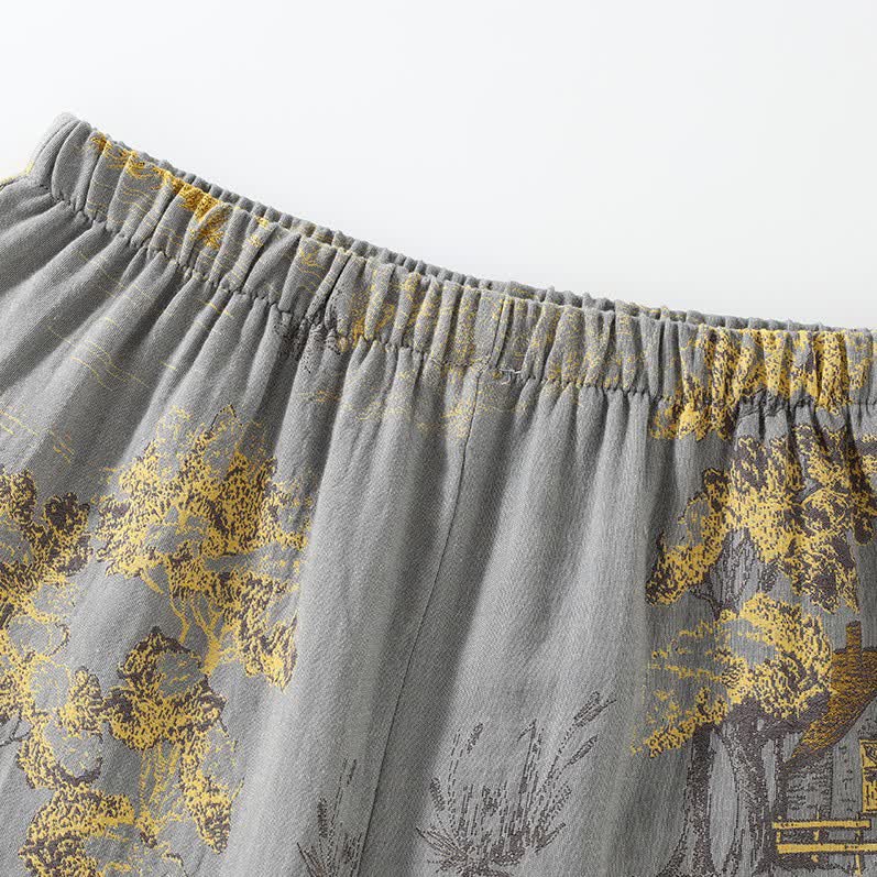 Ensemble pyjama kimono en coton neutre avec motif paysage