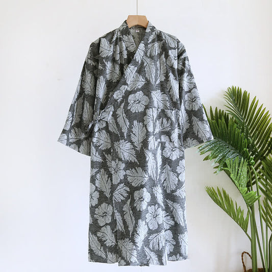 Peignoir en coton jacquard au style neutre