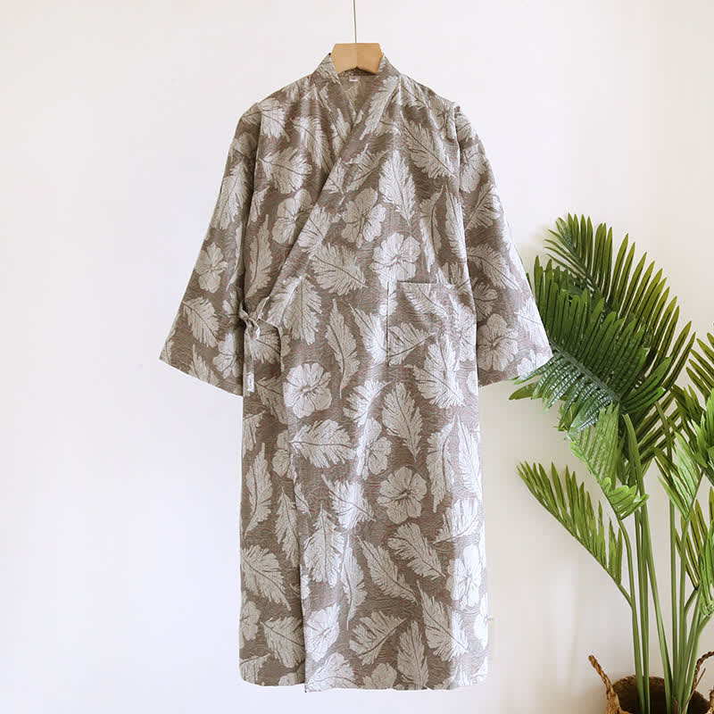 Peignoir en coton jacquard au style neutre