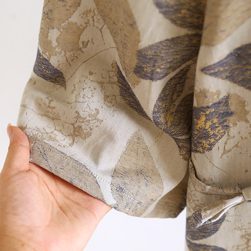 Peignoir en gaze de coton respirant à motif feuilles