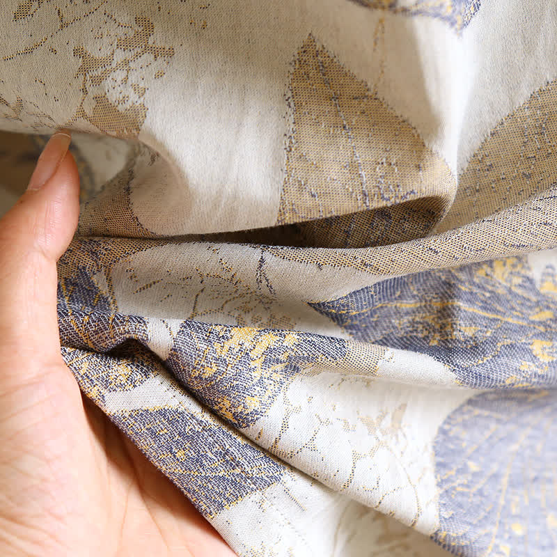 Peignoir en gaze de coton respirant à motif feuilles