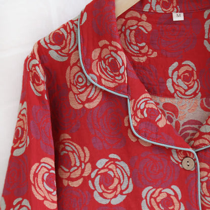 Ensemble de pyjama en coton jacquard Blooming Rose