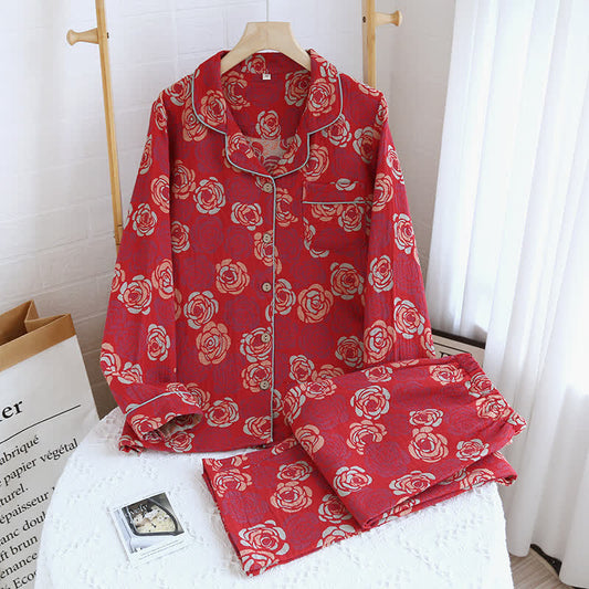 Ensemble de pyjama en coton jacquard Blooming Rose