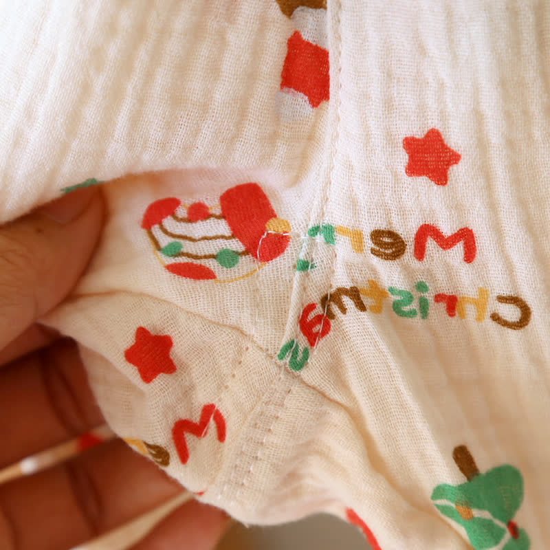 Ensemble pyjama en gaze de coton avec motif de Noël