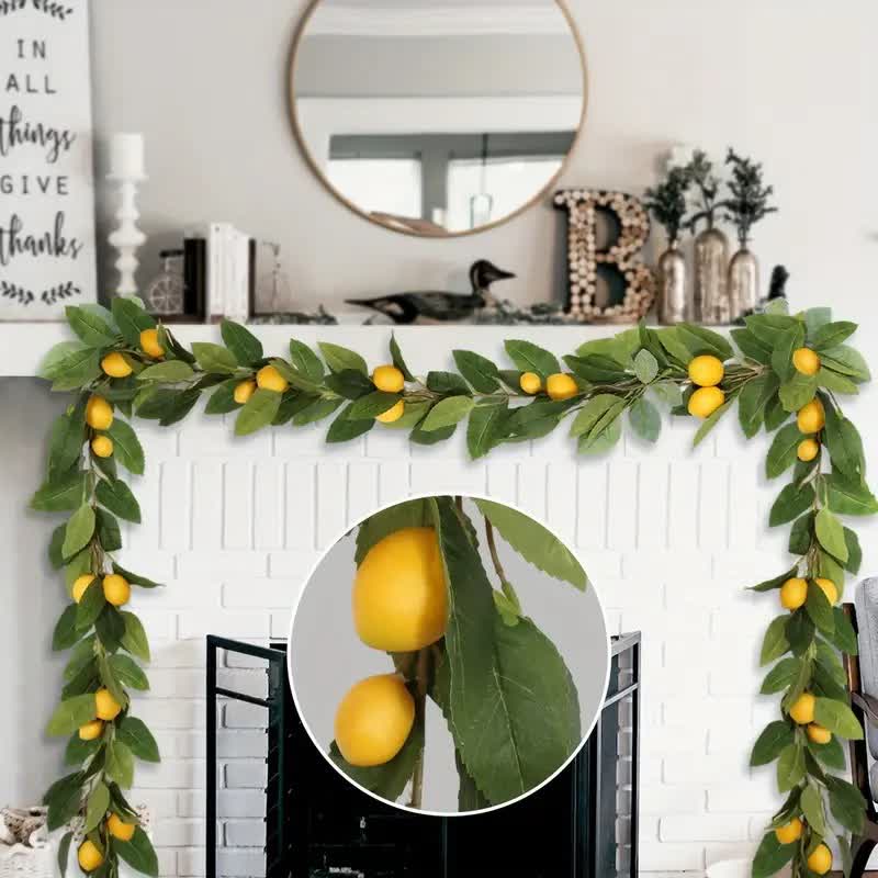 Guirlande de citrons artificiels de style ferme avec verdure luxuriante