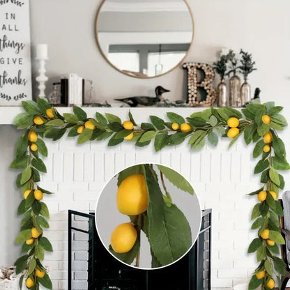 Guirlande de citrons artificiels de style ferme avec verdure luxuriante