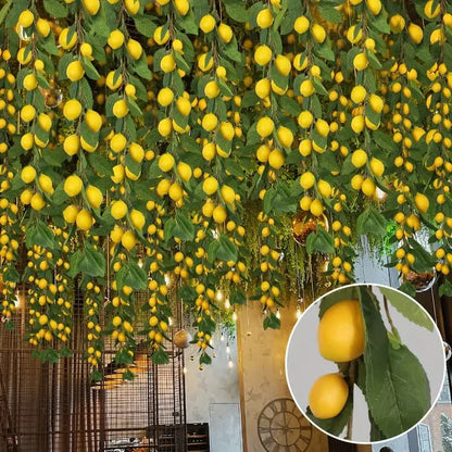 Guirlande de citrons artificiels de style ferme avec verdure luxuriante