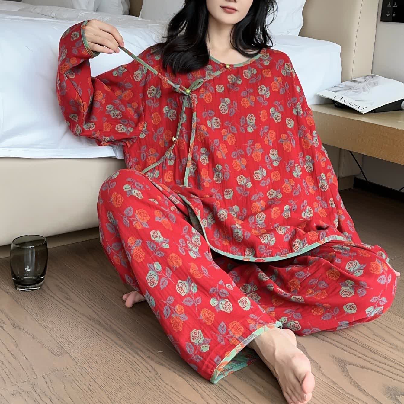Ensemble pyjama en coton rose doux en grande taille