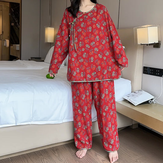 Ensemble pyjama en coton rose doux en grande taille