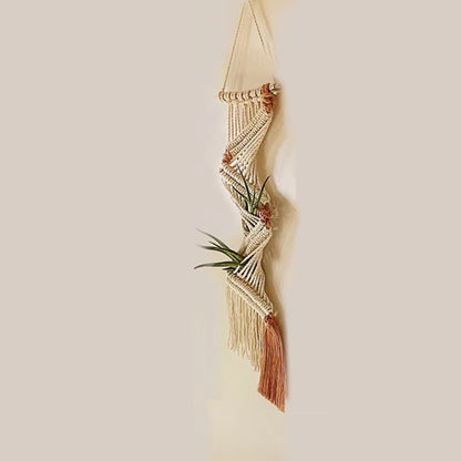 Tapisserie bohème tissée à la main avec porte-plante