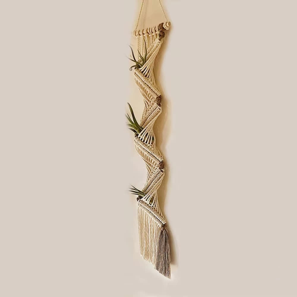 Tapisserie bohème tissée à la main avec porte-plante