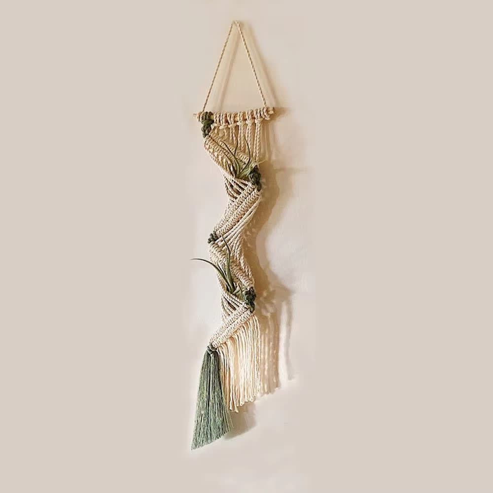 Tapisserie bohème tissée à la main avec porte-plante