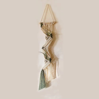 Tapisserie bohème tissée à la main avec porte-plante