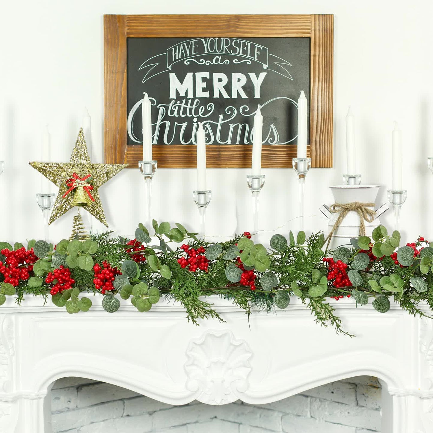 Décorations de Noël en bois de pin avec verdure artificielle