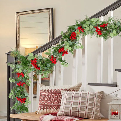 Décorations de Noël en bois de pin avec verdure artificielle