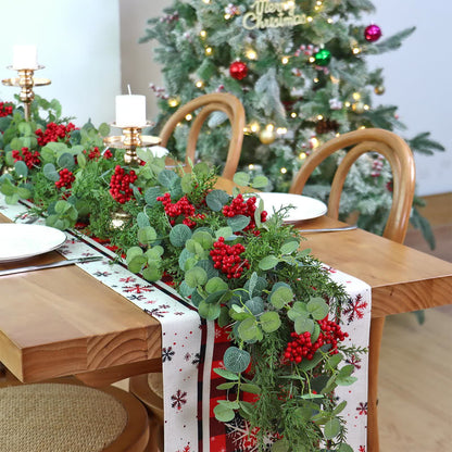 Décorations de Noël en bois de pin avec verdure artificielle