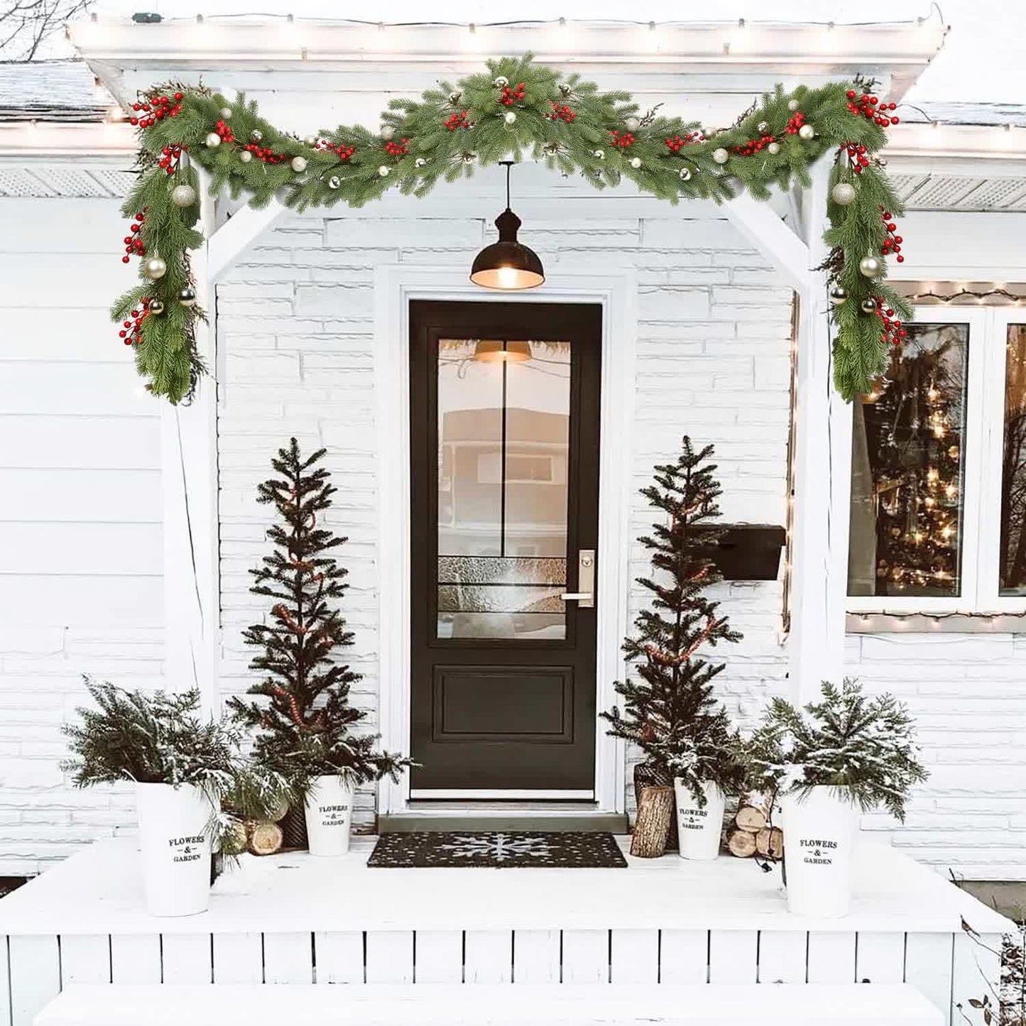Guirlande artificielle en aiguilles de pin, décoration de Noël