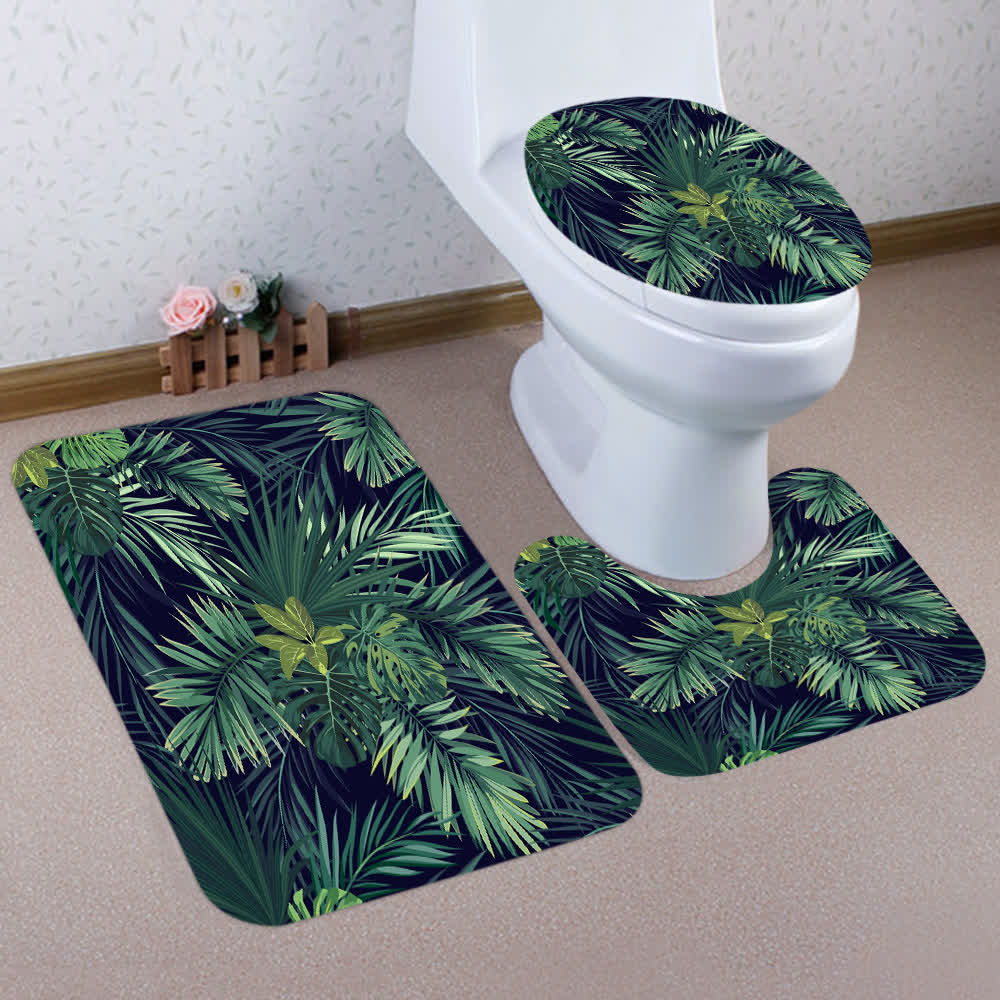 Rideau de douche imperméable avec motif de feuilles luxuriantes