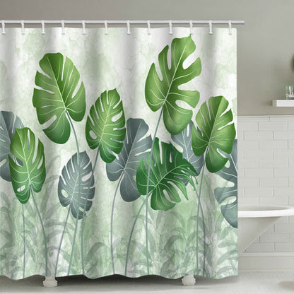 Rideau de douche à feuilles tropicales luxuriantes