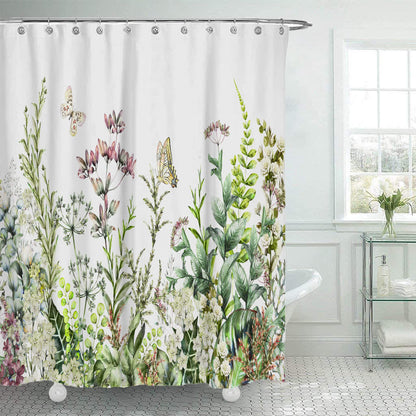 Rideau de douche à feuilles tropicales luxuriantes