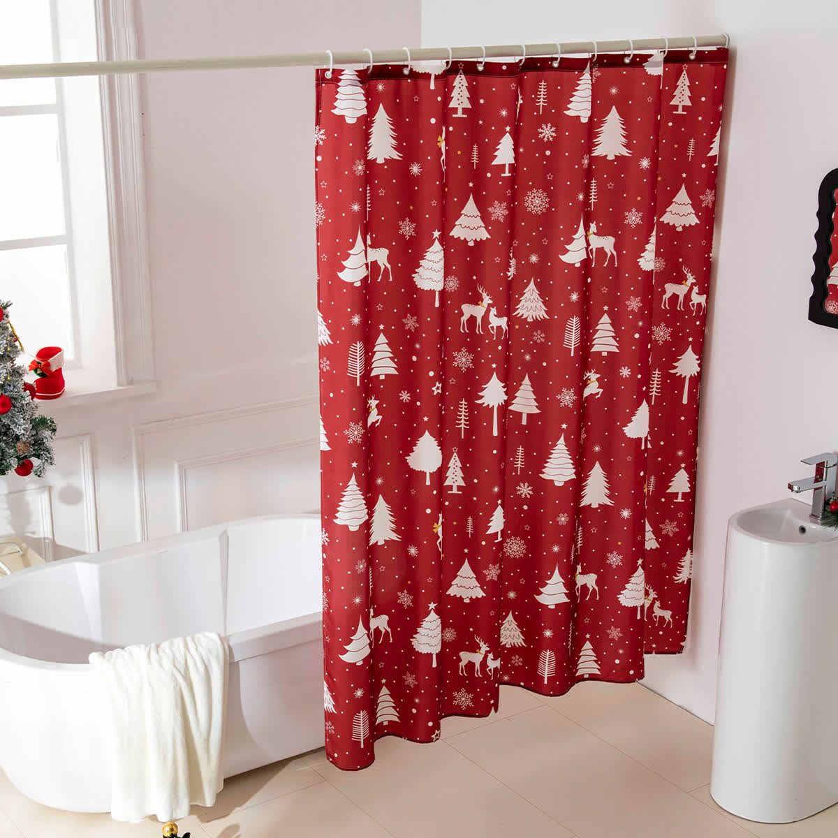 Rideau de douche anti-moisissure avec motif de Noël