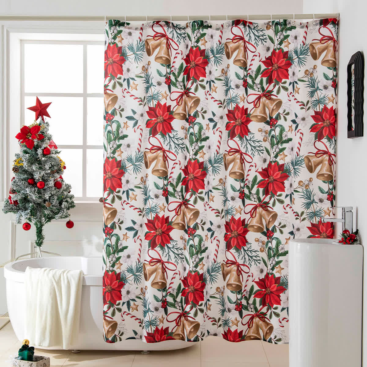 Rideau de douche anti-moisissure avec motif de Noël