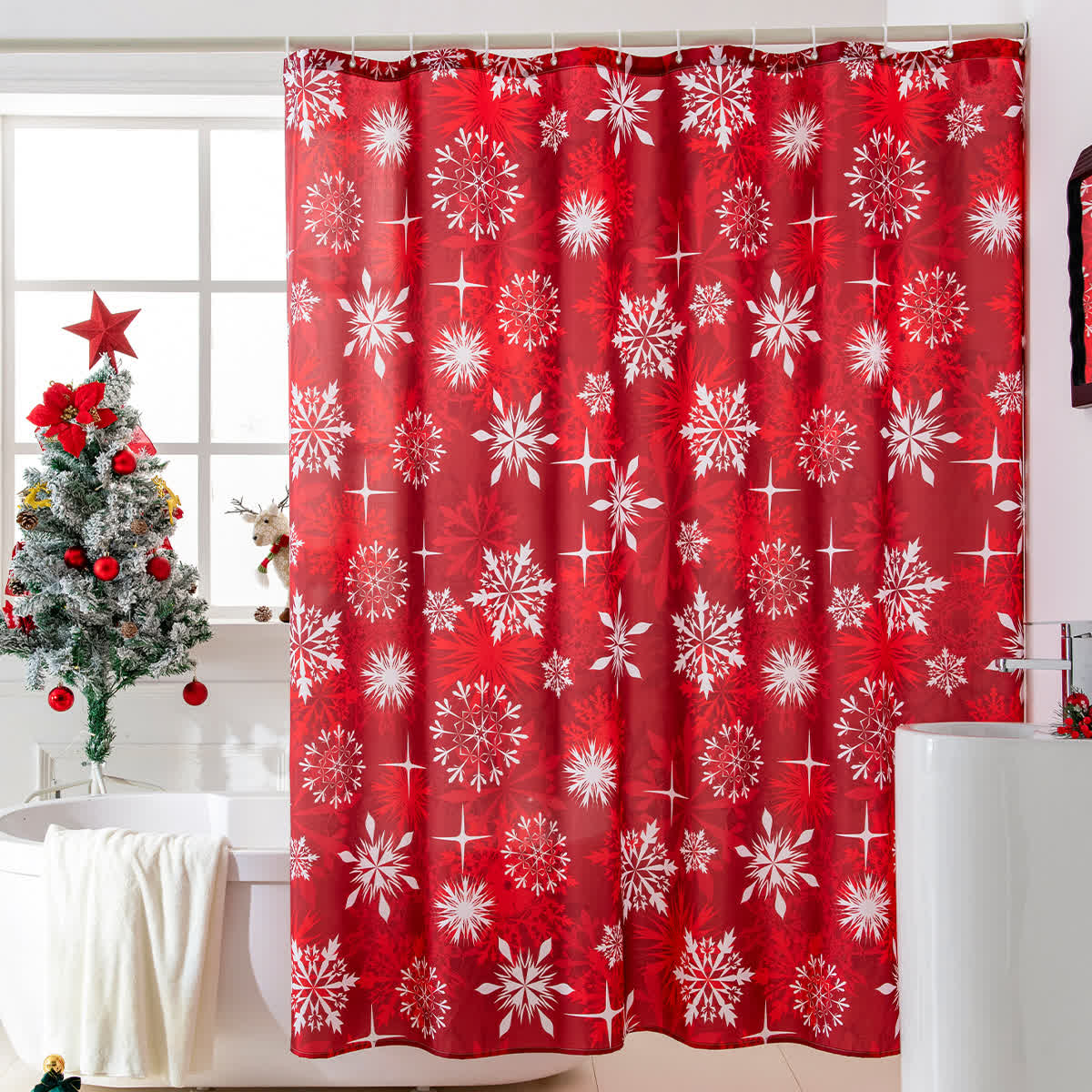 Rideau de douche anti-moisissure avec motif de Noël