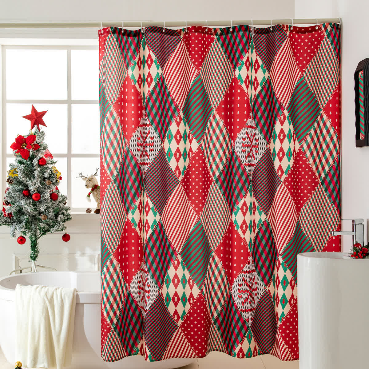 Rideau de douche anti-moisissure avec motif de Noël