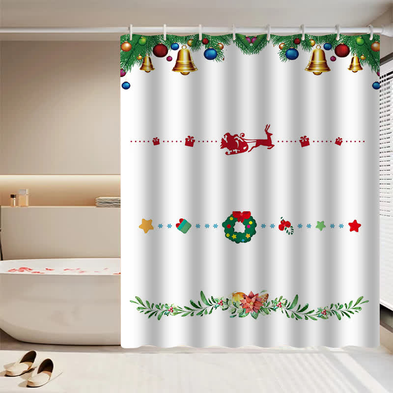 Rideau de douche anti-moisissure pour fêtes de Noël