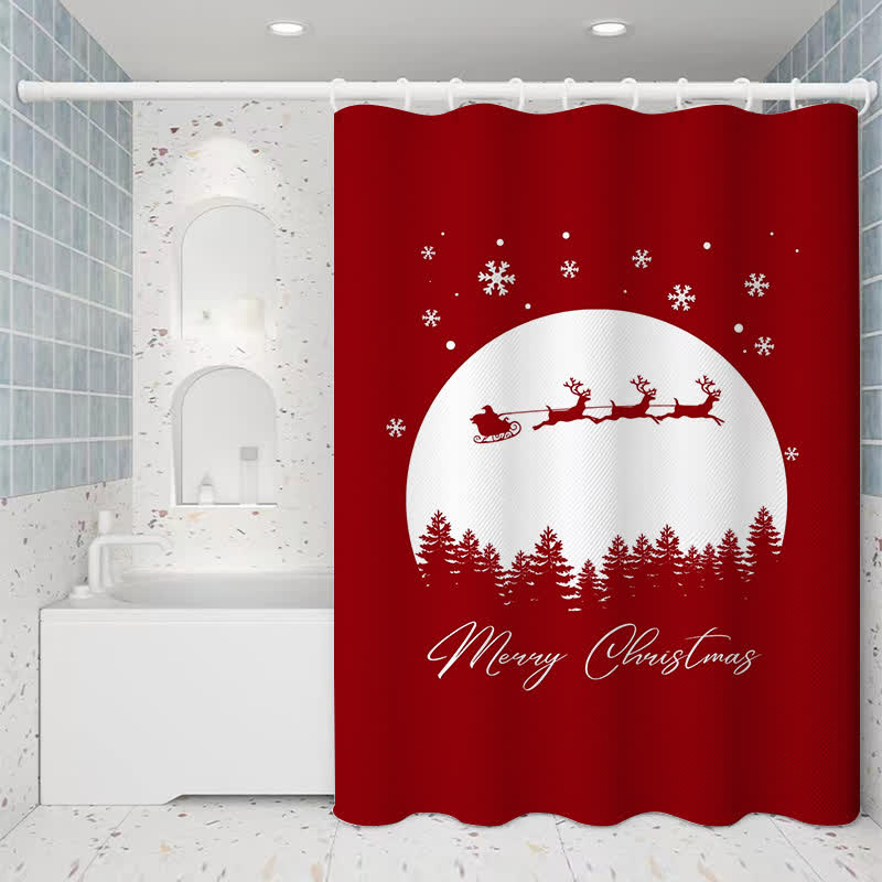 Rideau de douche anti-moisissure pour fêtes de Noël