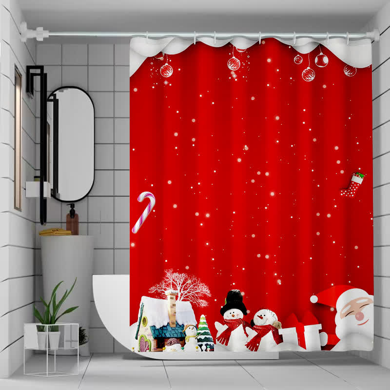 Rideau de douche anti-moisissure pour fêtes de Noël