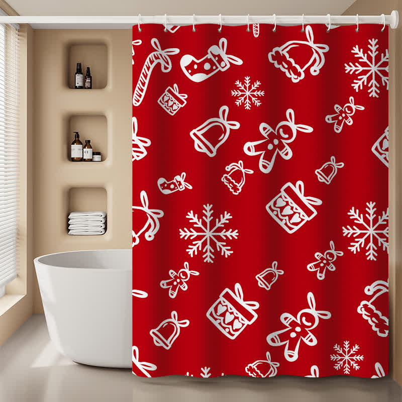 Rideau de douche anti-moisissure pour fêtes de Noël