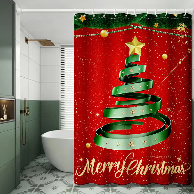 Rideau de douche anti-moisissure pour fêtes de Noël