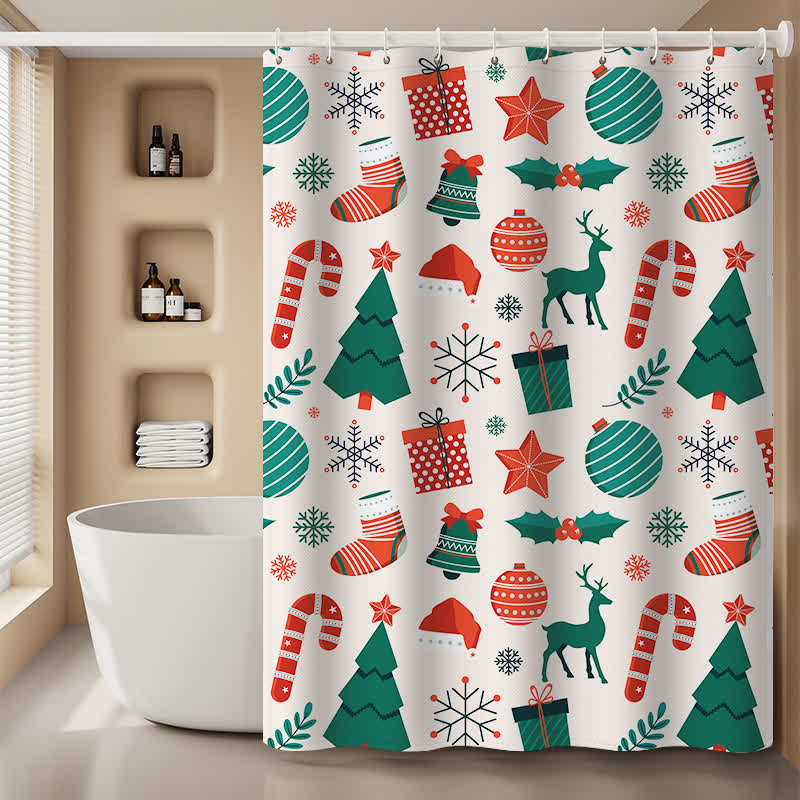 Rideau de douche anti-moisissure pour fêtes de Noël