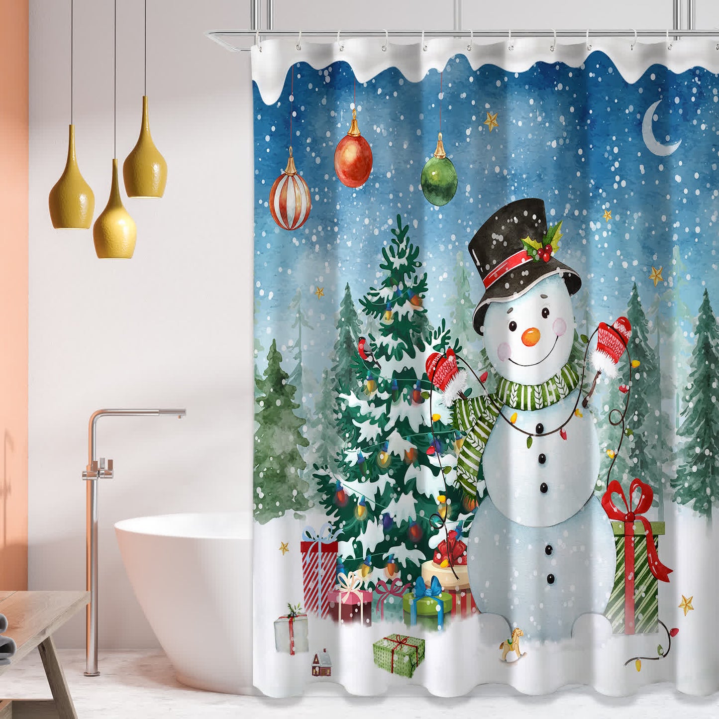 Rideau de douche imperméable anti-moisissure de Noël
