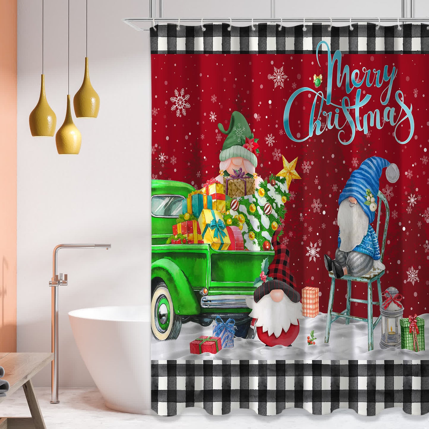 Rideau de douche imperméable anti-moisissure de Noël