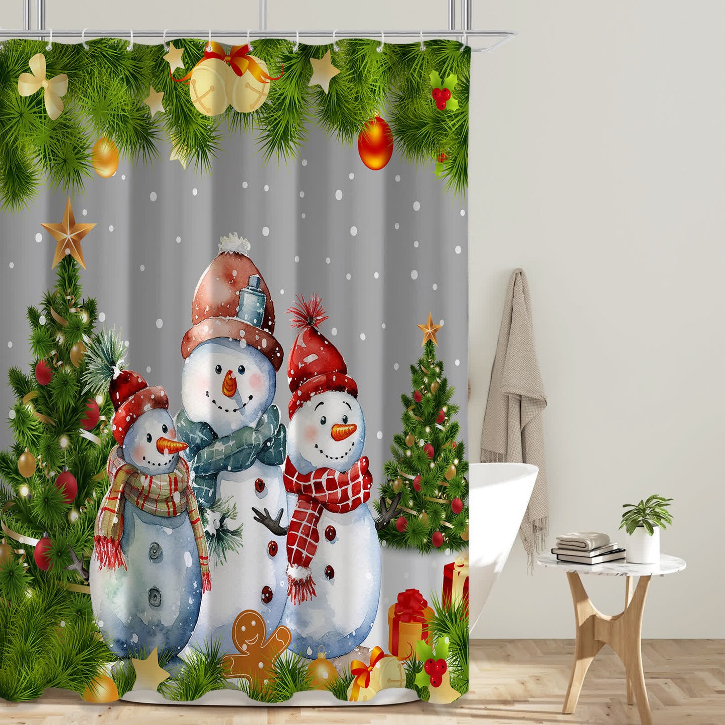 Rideau de douche imperméable anti-moisissure de Noël