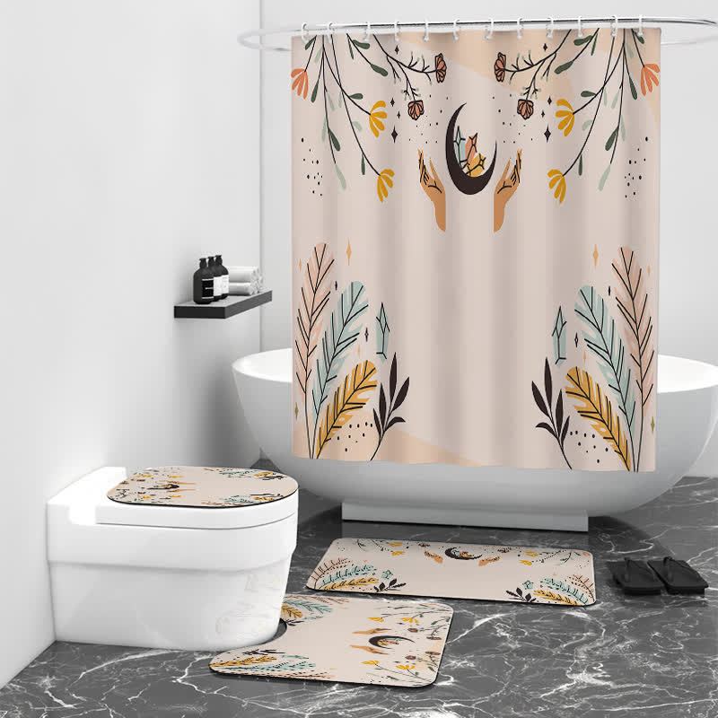 Ensemble de tapis de douche imperméables bohèmes