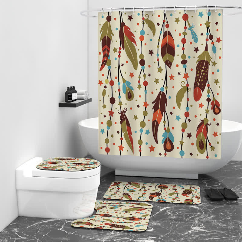 Ensemble de tapis de douche imperméables bohèmes