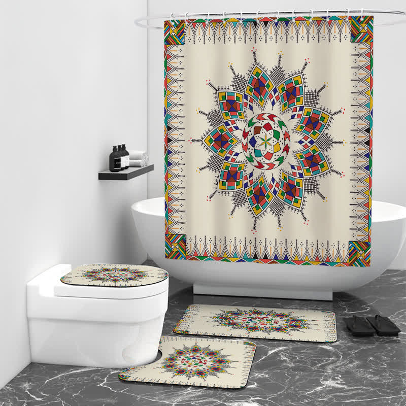 Ensemble de tapis de douche imperméables bohèmes
