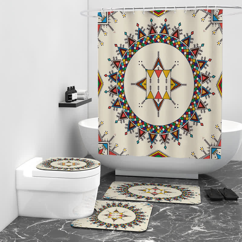 Ensemble de tapis de douche imperméables bohèmes