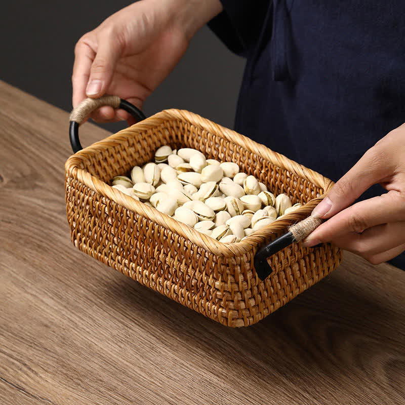 Panier de rangement en rotin tressé pour le bureau