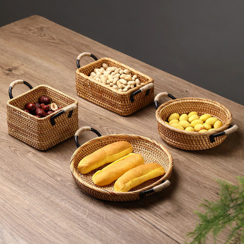 Panier de rangement en rotin tressé pour le bureau