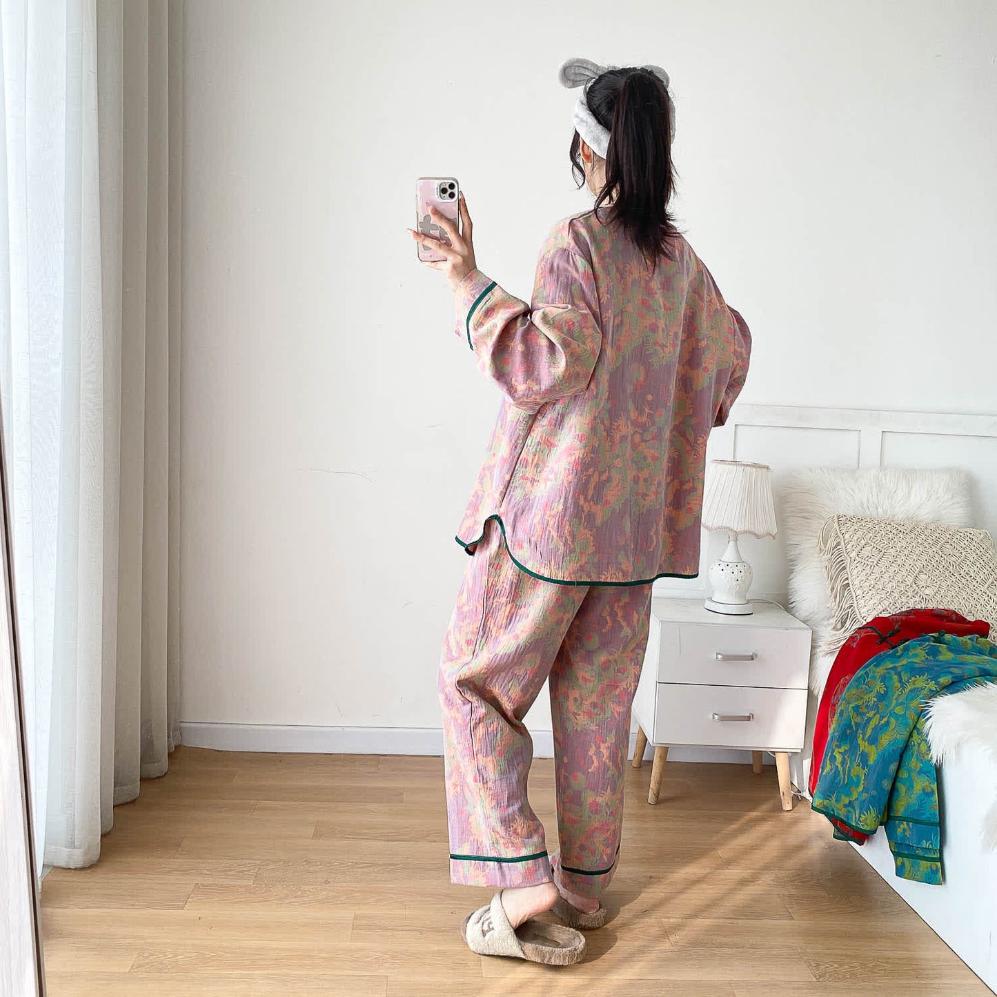 Ensemble pyjama en gaze de coton léger grande taille