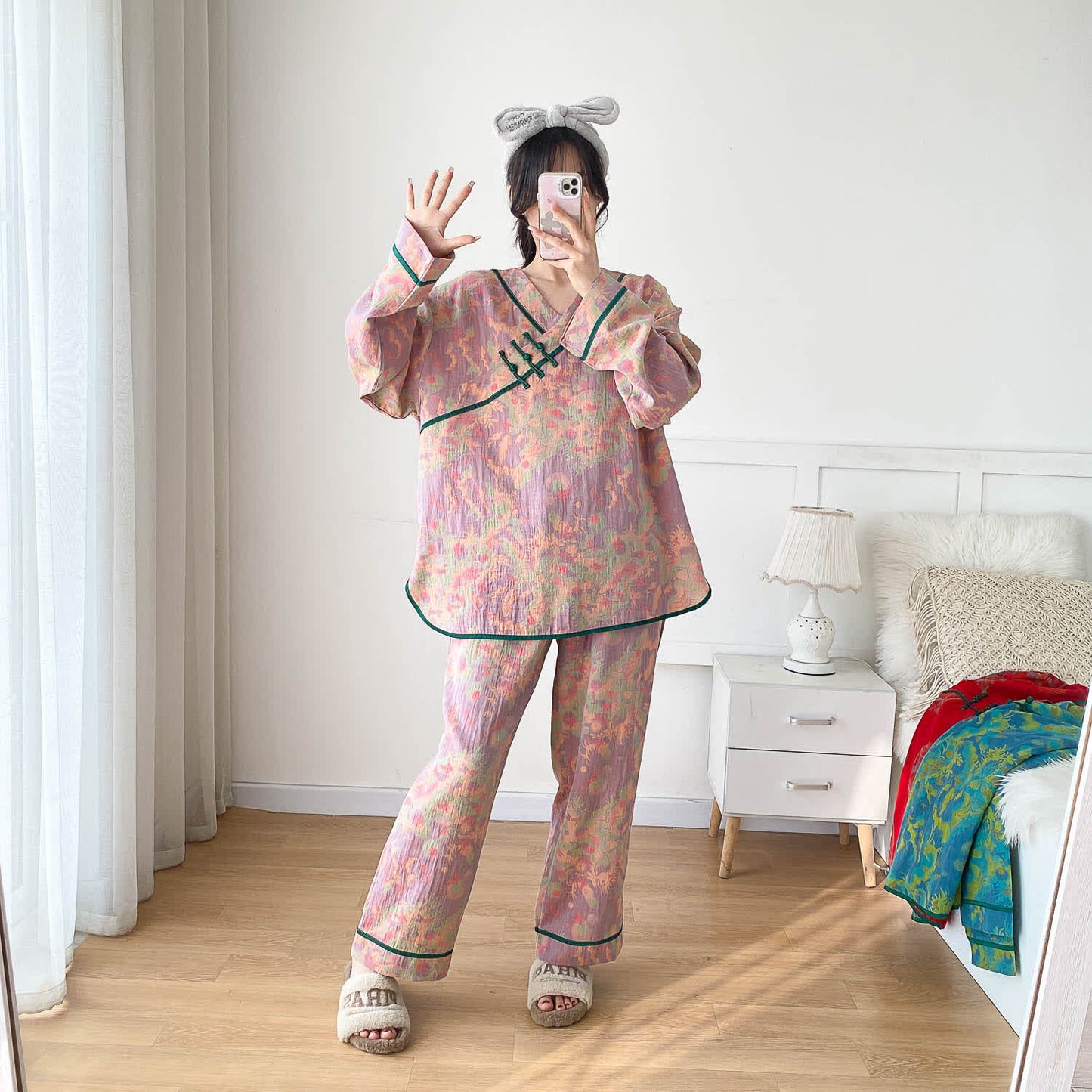 Ensemble pyjama en gaze de coton léger grande taille